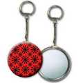 2" Round Metallic Key Chain w/ 3D Lenticular Animated Spinning Wheels - Red (Blank)
